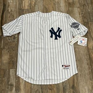 NWT NY Yankees Derek Jeter Jersey Majestic 3000 Hits Pinstripe Baseball Sz 48